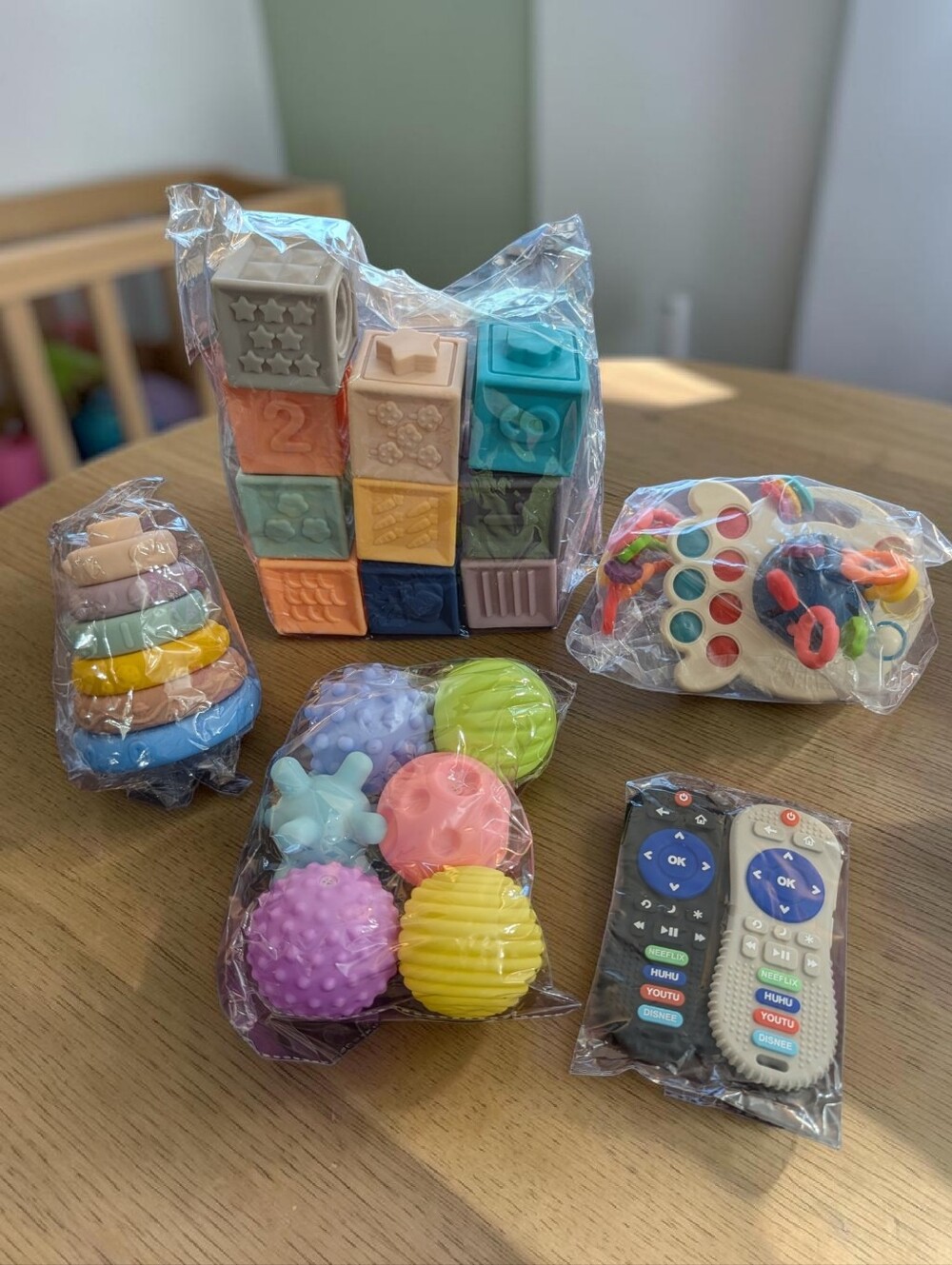 Montessori-Inspired Pastel Baby Sensory Toy Set - Multicolor